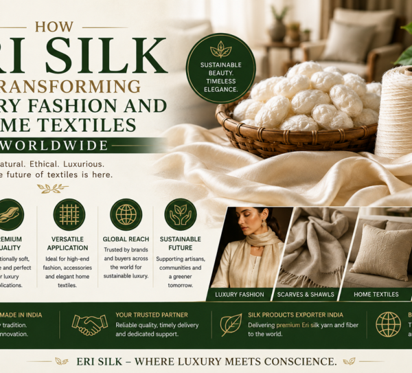 How Eri Silk is Transforming Luxury Fashion and Home Textiles Worldwide How Eri Silk is Transforming Luxury Fashion and Home Textiles Worldwide Luxury is no longer defined solely by exclusivity or premium craftsmanship. Today's consumers are increasingly looking for products that combine elegance with sustainability, ethical production, and environmental responsibility. This shift has encouraged designers, manufacturers, and luxury brands to explore natural fibers that offer both exceptional quality and a responsible story. Among these materials, Eri Silk Yarn has become one of the fastest-growing choices in premium textile manufacturing. Its soft texture, natural appearance, and ethical production process make it a preferred fiber for modern fashion and sophisticated home interiors. As a trusted Silk Products Exporter India, Indian manufacturers are helping global brands meet this growing demand by supplying high-quality Eri silk products that blend tradition with innovation. Why Luxury Brands Are Choosing Eri Silk Luxury fashion has evolved beyond visual appeal. Consumers now value fabrics that feel comfortable, last longer, and support environmentally responsible manufacturing. Eri silk offers all these qualities in one natural fiber. Unlike conventional silk, Eri silk has a rich matte finish that gives garments a sophisticated appearance without excessive shine. Its soft and breathable texture provides exceptional comfort, making it suitable for both everyday luxury and premium designer collections. Another advantage is its durability. Eri silk maintains its strength even after repeated use, allowing luxury products to retain their quality for years. These qualities have encouraged international fashion houses to include Eri silk in seasonal collections that focus on timeless elegance rather than fast fashion. The Growing Popularity of Ethical Fashion The fashion industry has experienced a significant transformation as consumers become more aware of how their clothing is produced. Ethical sourcing has become a major consideration for brands that wish to build long-term customer trust. One of the reasons Eri silk has gained international recognition is because it is often known as Peace Silk Yarn. Unlike conventional silk production, the silkworm is allowed to complete its natural life cycle before the cocoon is processed. This humane production process makes Eri silk attractive to brands that prioritize responsible sourcing and transparent manufacturing. Luxury labels increasingly highlight this ethical aspect when introducing new collections, allowing customers to purchase premium products with greater confidence. Redefining Luxury Apparel Fashion designers appreciate Eri silk because it offers versatility across different garment categories. The fiber drapes beautifully while providing a soft and comfortable feel against the skin. Today, Eri silk is commonly used in: • Premium dresses • Designer jackets • Scarves and shawls • Luxury knitwear • Fashion accessories • Handcrafted artisan garments Its unique texture also blends exceptionally well with natural fibers such as cotton, wool, and linen, allowing designers to experiment with innovative fabric compositions. This flexibility has helped Eri silk become an important material for sustainable luxury fashion. Transforming Premium Home Textiles The influence of Eri silk extends beyond clothing. Luxury home furnishing brands are increasingly using Eri Silk Fiber to create sophisticated interior textiles that combine comfort with timeless beauty. Its naturally breathable structure and soft touch make it ideal for: • Decorative cushion covers • Luxury throws • Upholstery fabrics • Premium curtains • Bedding collections • Handwoven decorative textiles Interior designers value Eri silk because it introduces warmth and texture into living spaces while maintaining a refined appearance. Hotels, boutique resorts, and premium residential projects are also incorporating Eri silk-based furnishings to create elegant interiors that reflect sustainability and craftsmanship. Organic Materials Driving Consumer Confidence Consumers are becoming increasingly interested in textiles that are produced with minimal environmental impact. This has accelerated the demand for Organic Eri Silk Yarn, which is manufactured through environmentally responsible sericulture and careful processing methods. Organic production supports healthier ecosystems while reducing dependence on synthetic chemicals during cultivation and processing. It also preserves the natural qualities of the fiber, ensuring softness, durability, and breathability. As sustainable certifications become more important in global trade, organically produced Eri silk continues to gain preference among premium textile buyers. India's Competitive Advantage in the Global Market India possesses several advantages that have helped establish its leadership in Eri silk production. These include: • Traditional sericulture knowledge • Skilled artisan communities • Diverse weaving techniques • Modern spinning technology • Strong export infrastructure These strengths enable India to consistently deliver premium silk materials that meet international quality standards. As an experienced Eri Silk Yarn Exporter India, the country serves buyers across Europe, North America, Japan, Australia, and the Middle East, where demand for sustainable luxury textiles continues to rise. Supporting Rural Craftsmanship Through Global Trade The growth of Eri silk exports has also created meaningful opportunities for rural communities. Thousands of farmers, spinners, and weavers depend on Eri silk production for their livelihoods. Unlike highly industrialized textile manufacturing, much of Eri silk production still relies on traditional skills that have been passed down through generations. This helps preserve India's rich textile heritage while providing stable employment in rural regions. International demand has encouraged further investment in training, quality improvement, and modern production facilities without compromising traditional craftsmanship. Innovation Meets Tradition Modern technology has enhanced every stage of Eri silk production, from fiber preparation to spinning and finishing. Today's manufacturers are adopting: • Advanced quality testing • Improved spinning systems • Eco-friendly dyeing processes • Better fiber grading • Sustainable packaging solutions These innovations allow Indian exporters to maintain consistent product quality while preserving the authentic characteristics that make Eri silk unique. The result is a luxury textile that satisfies both contemporary performance standards and traditional craftsmanship values. The Future of Luxury Textiles Global luxury markets are steadily moving toward materials that combine beauty, functionality, and sustainability. Eri silk perfectly reflects this evolution. As consumers continue to prioritize ethical fashion and environmentally responsible interiors, Eri silk is expected to play an even larger role in premium textile manufacturing. Its versatility allows designers to create products that appeal to both luxury consumers and environmentally conscious buyers, making it one of the most promising natural fibers for the future. Conclusion The transformation of luxury fashion and home textiles is being driven by materials that offer more than aesthetic appeal. Eri silk represents a perfect balance of elegance, comfort, sustainability, and ethical production. From premium garments to sophisticated home furnishings, this remarkable fiber is helping reshape global perceptions of luxury while supporting responsible manufacturing practices. Through innovation, quality craftsmanship, and sustainable sourcing, Nisha Silk Exports continues to strengthen India's reputation as a trusted Silk Products Exporter India, delivering premium Eri silk solutions that meet the evolving needs of international markets.
